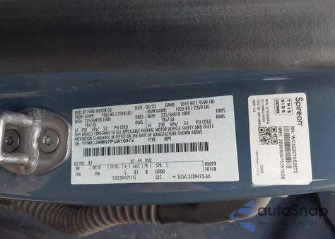 2023 Ford Escape St-Line z USA, uszkodzony, nr VIN 1FMCU9MN7PUA10972